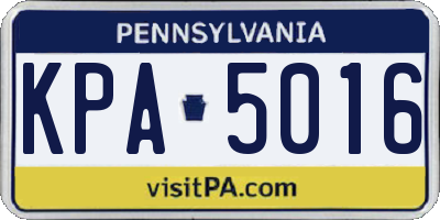 PA license plate KPA5016