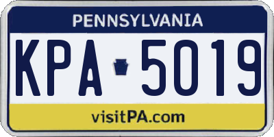 PA license plate KPA5019