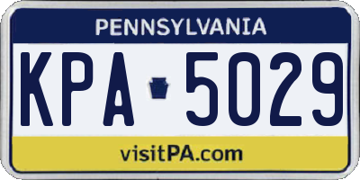 PA license plate KPA5029