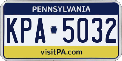 PA license plate KPA5032