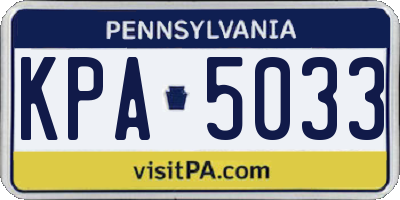 PA license plate KPA5033