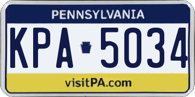 PA license plate KPA5034