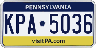 PA license plate KPA5036
