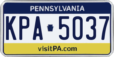 PA license plate KPA5037