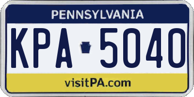 PA license plate KPA5040