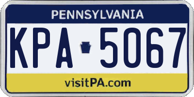 PA license plate KPA5067