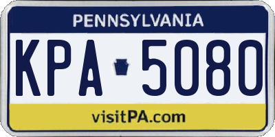 PA license plate KPA5080