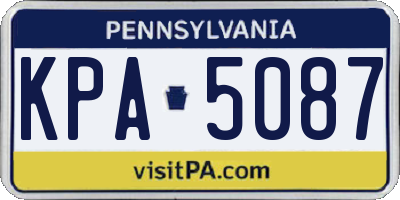 PA license plate KPA5087