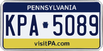 PA license plate KPA5089