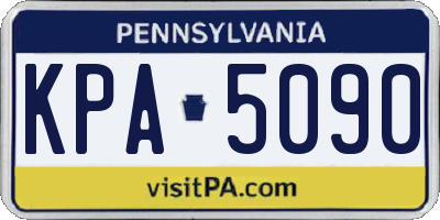 PA license plate KPA5090