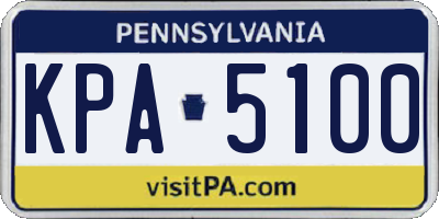 PA license plate KPA5100