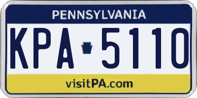 PA license plate KPA5110