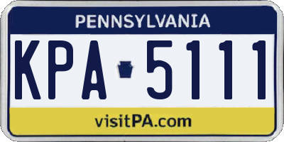 PA license plate KPA5111