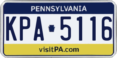 PA license plate KPA5116