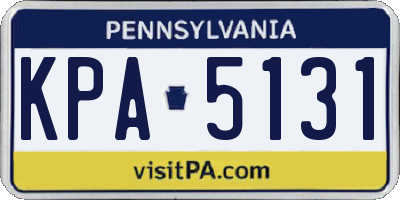 PA license plate KPA5131