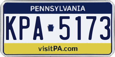 PA license plate KPA5173