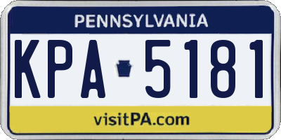 PA license plate KPA5181