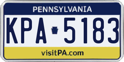 PA license plate KPA5183