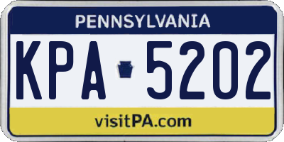 PA license plate KPA5202