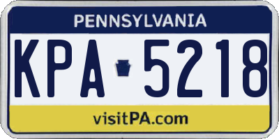 PA license plate KPA5218