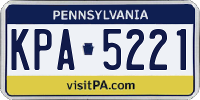 PA license plate KPA5221