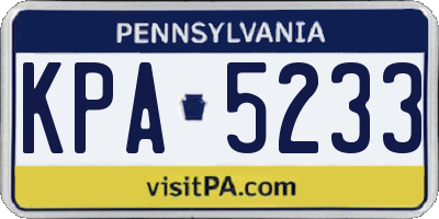 PA license plate KPA5233