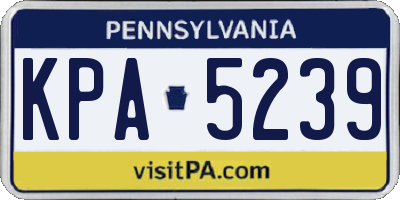 PA license plate KPA5239