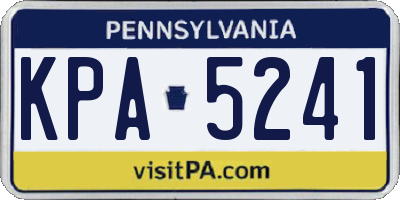 PA license plate KPA5241