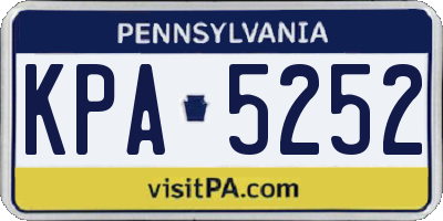 PA license plate KPA5252