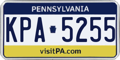 PA license plate KPA5255