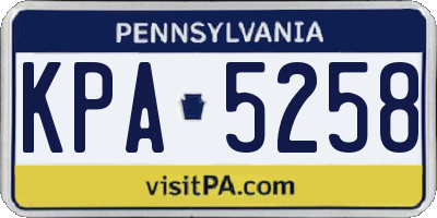 PA license plate KPA5258