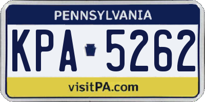 PA license plate KPA5262