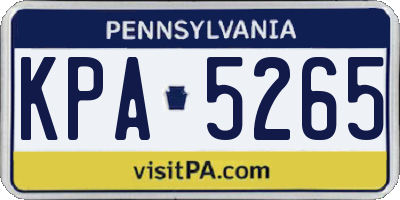 PA license plate KPA5265