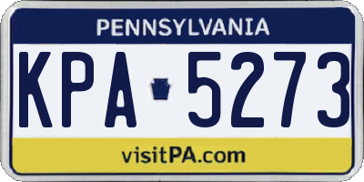 PA license plate KPA5273