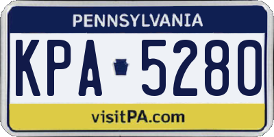PA license plate KPA5280