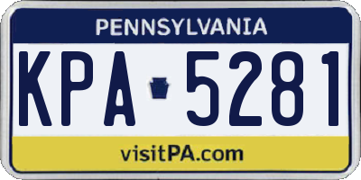 PA license plate KPA5281