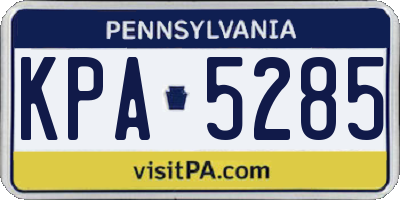 PA license plate KPA5285