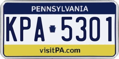 PA license plate KPA5301