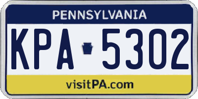 PA license plate KPA5302