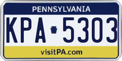 PA license plate KPA5303