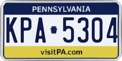 PA license plate KPA5304