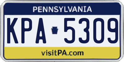 PA license plate KPA5309