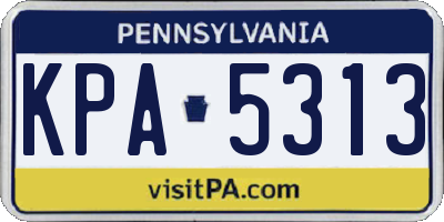 PA license plate KPA5313