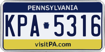 PA license plate KPA5316