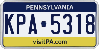 PA license plate KPA5318
