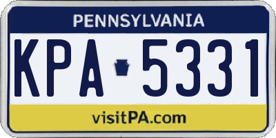 PA license plate KPA5331