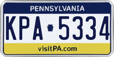 PA license plate KPA5334
