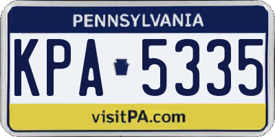 PA license plate KPA5335