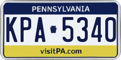 PA license plate KPA5340