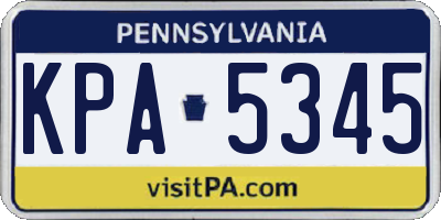 PA license plate KPA5345